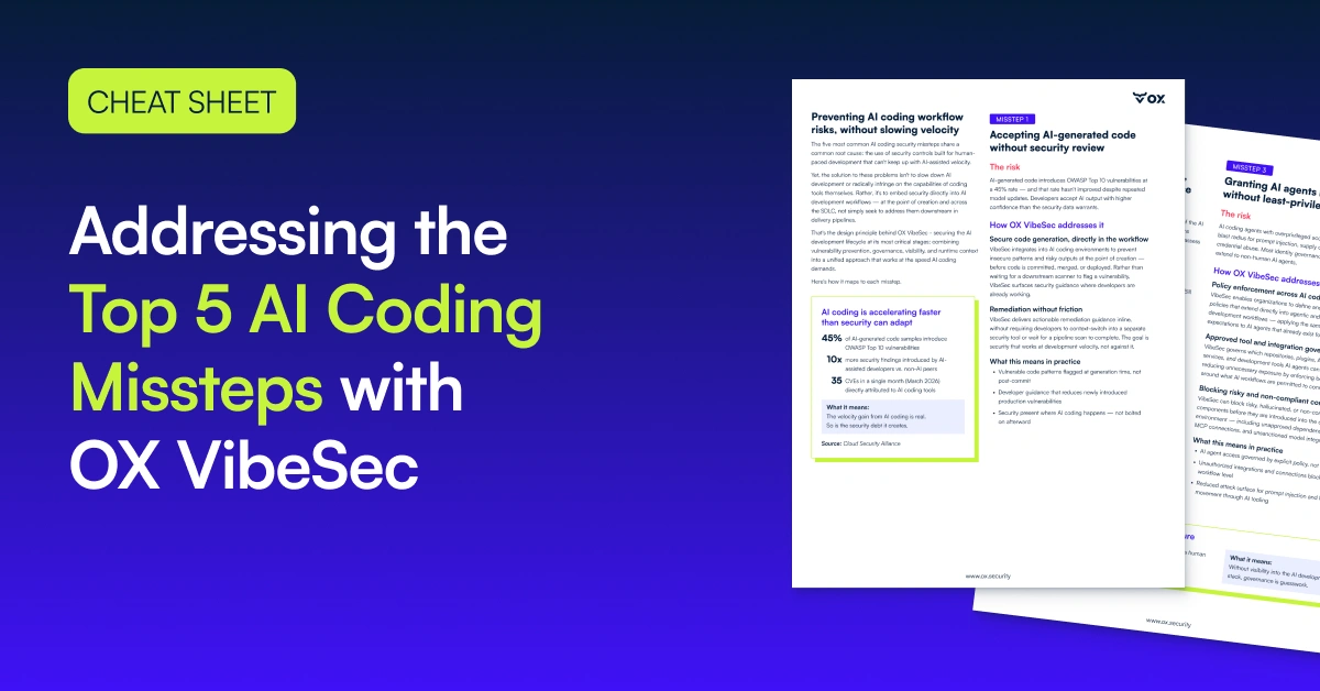 Addressing the Top 5 AI Coding Missteps with OX VibeSec — ox.security article thumbnail